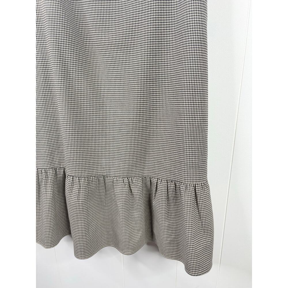 NWT Anthropologie Maeve Houndstooth Mini Dress Medium Square Neck Ruffle Hem - Picture 5 of 9
